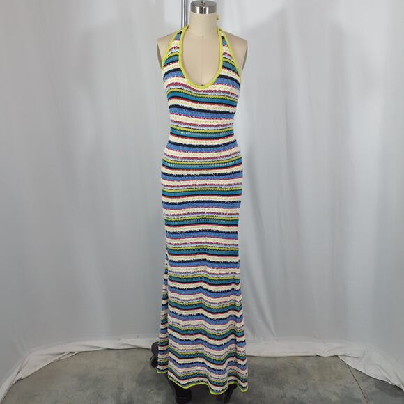 Staud 'Annabella' Blue Halterneck Back Cut Out Dress Size S - Picture 2 of 5